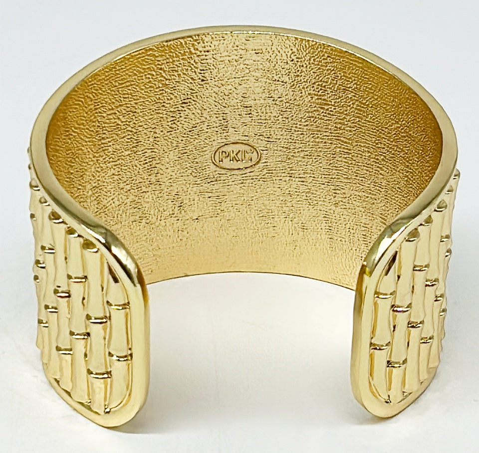 "The Lilly" - Statement Bamboo Cuff - Gold Plated Bamboo Cuff