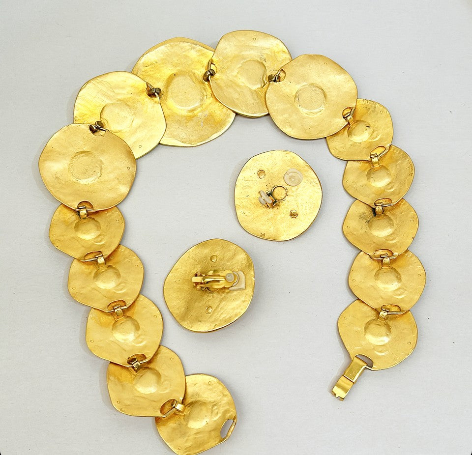Vintage designer Les Bernard statement Egyptian style necklace