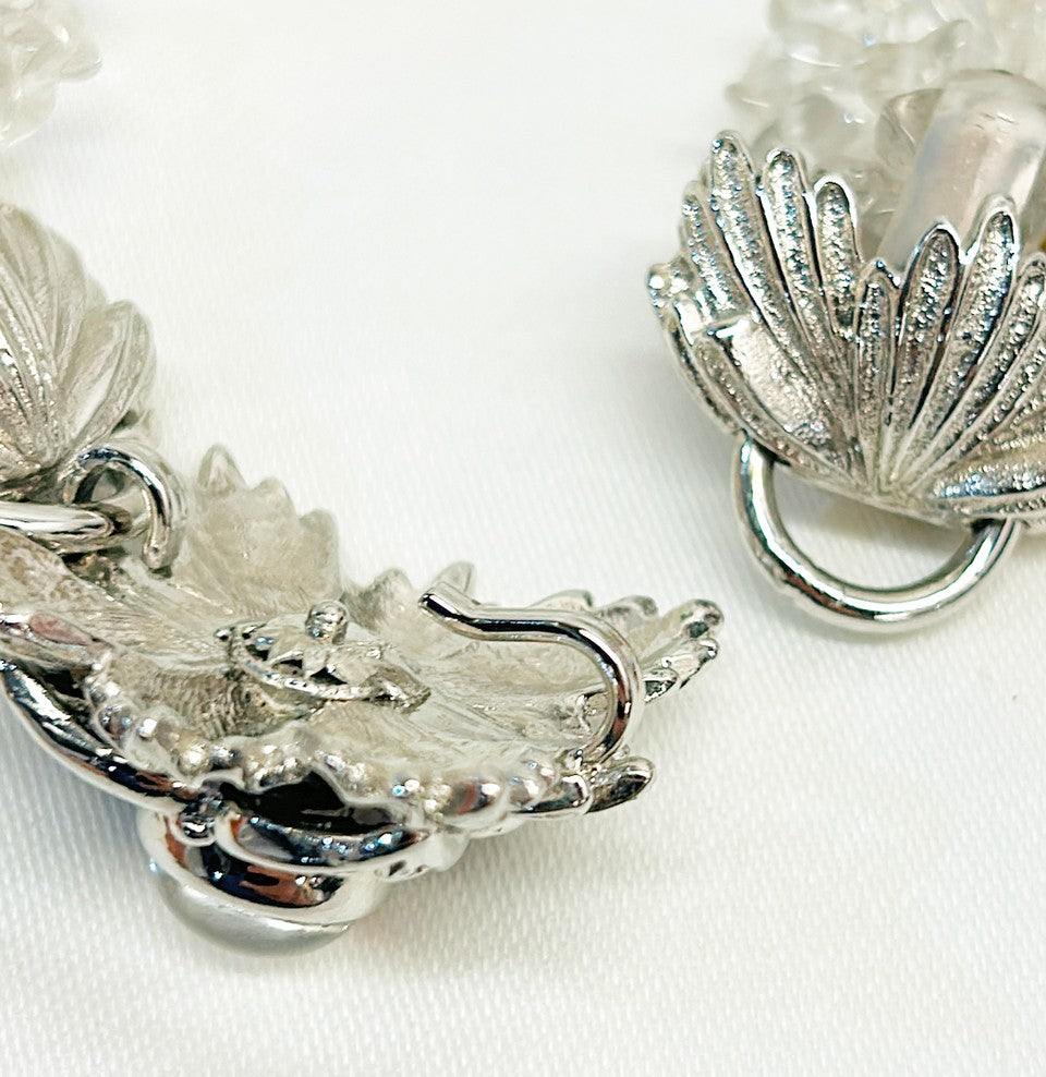 Fabulous signed Barrera statement 6 strand cluster necklace with silver tone metal statement clasp.