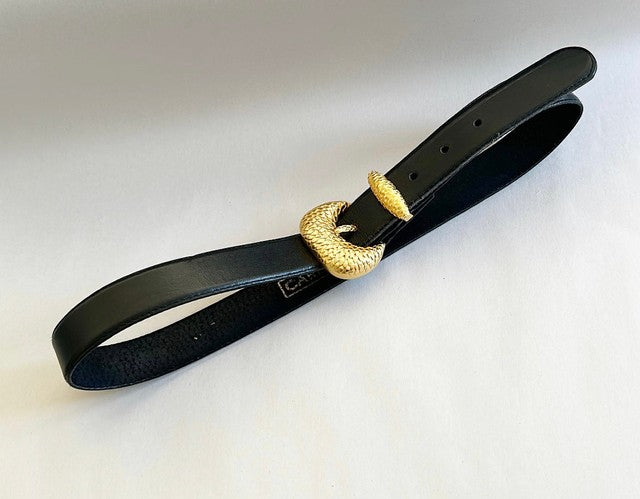 Vintage 1980’s - Karen Callen stamped fashion designer belt / belt buckle