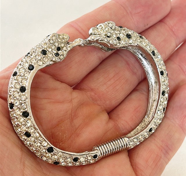 Signed Kenneth Lane double leopard bracelet.