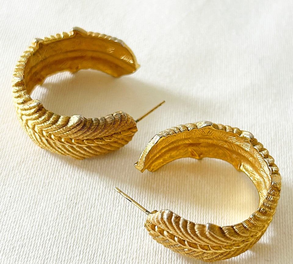 Fantastic 80s signed Givenchy thick statement hoop pierced style earrings.