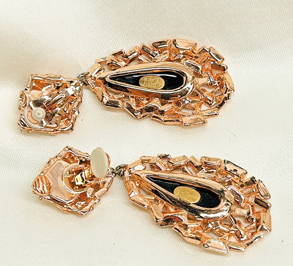 Vintage signed Alexis Bittar statement clip on earrings