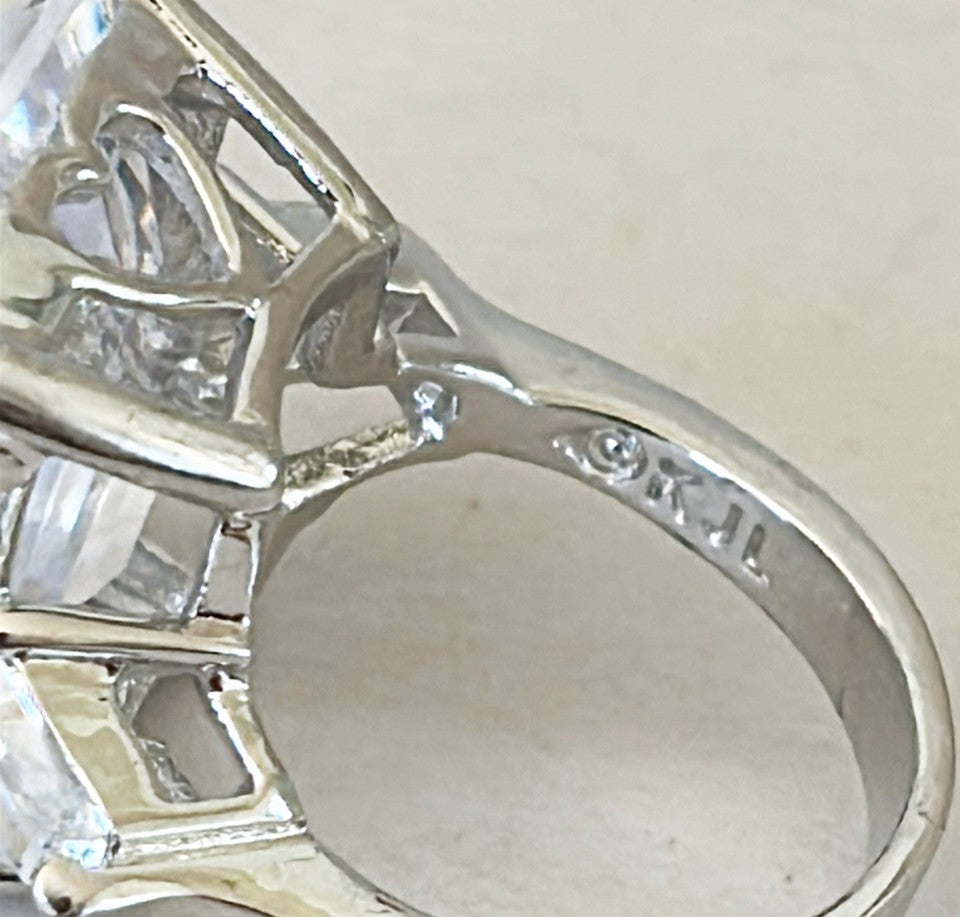 Fabulous extra large faux diamond ring signed by KJL