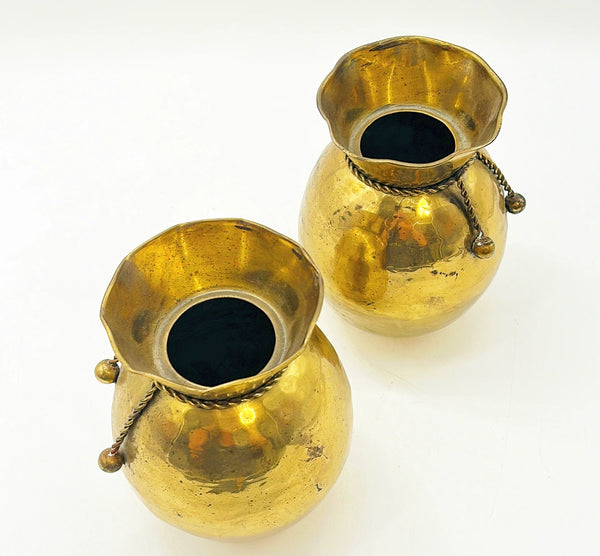 80’s vintage matching solid brass vases