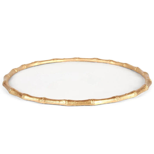 White with Bamboo Edge - Chargettes  - Set of 4