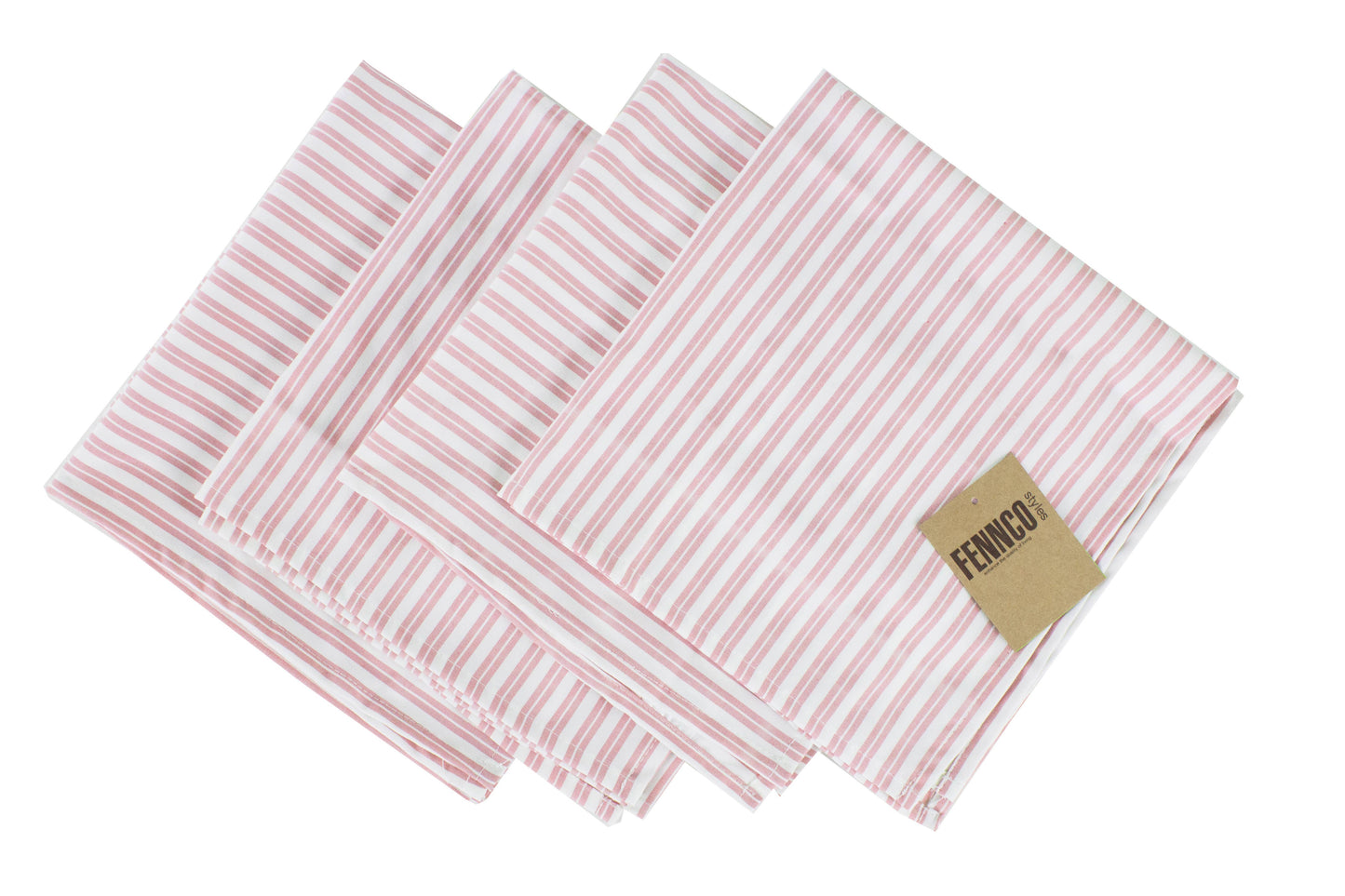Pink Classic Striped Cloth Napkins, Set of 4