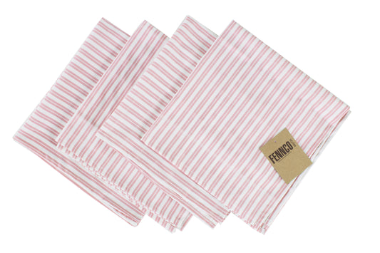 Pink Classic Striped Cloth Napkins, Set of 4