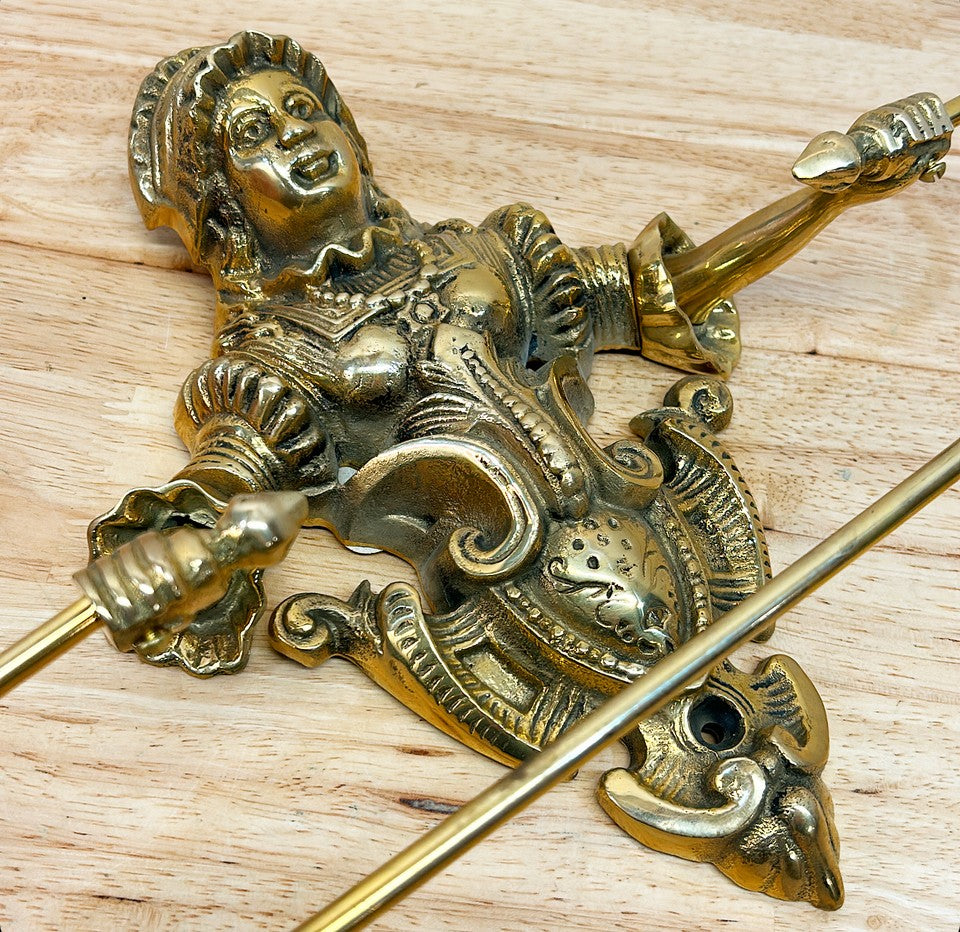 1980s sold brass decorative wall mounted guest towel holder.