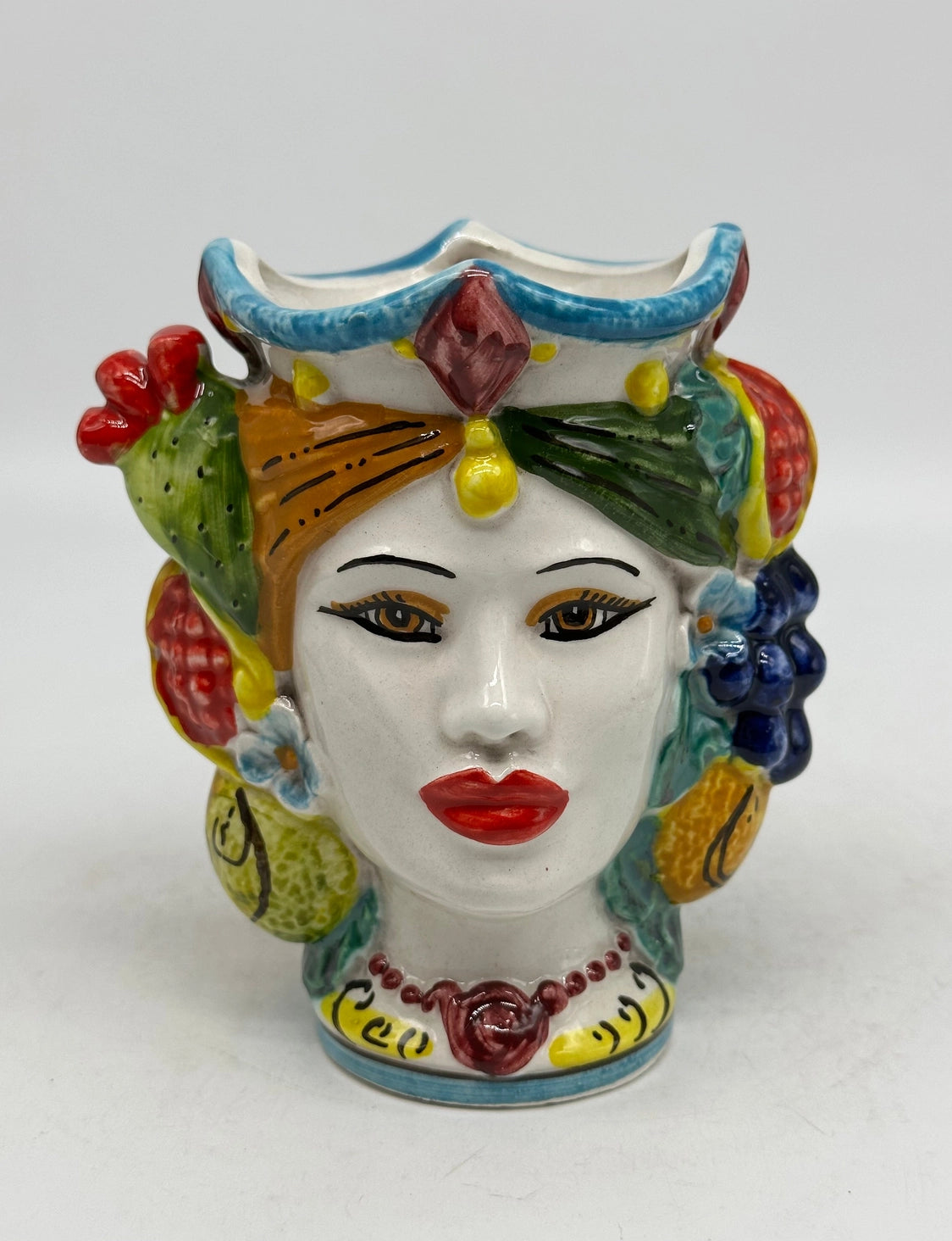 Pair of Moro Heads Ceramic Fruit Caltagirone