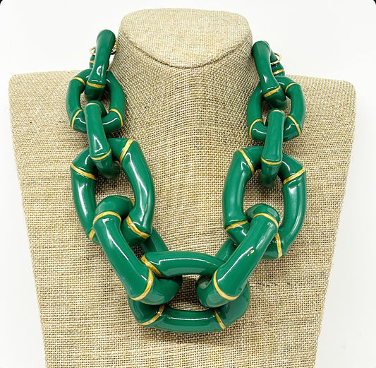 "The Lily"  Bamboo Link Necklace  - Green