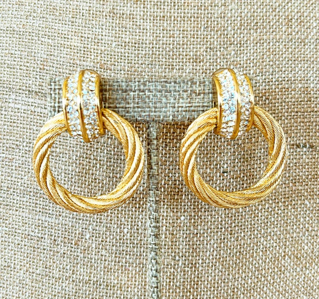 Classic vintage 1980s extra large statement Christian Dior signed clip on earrings.