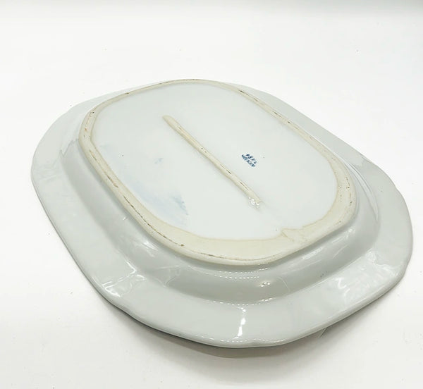 Extra large oval shape blue &amp; white chinoiserie vintage serving platter