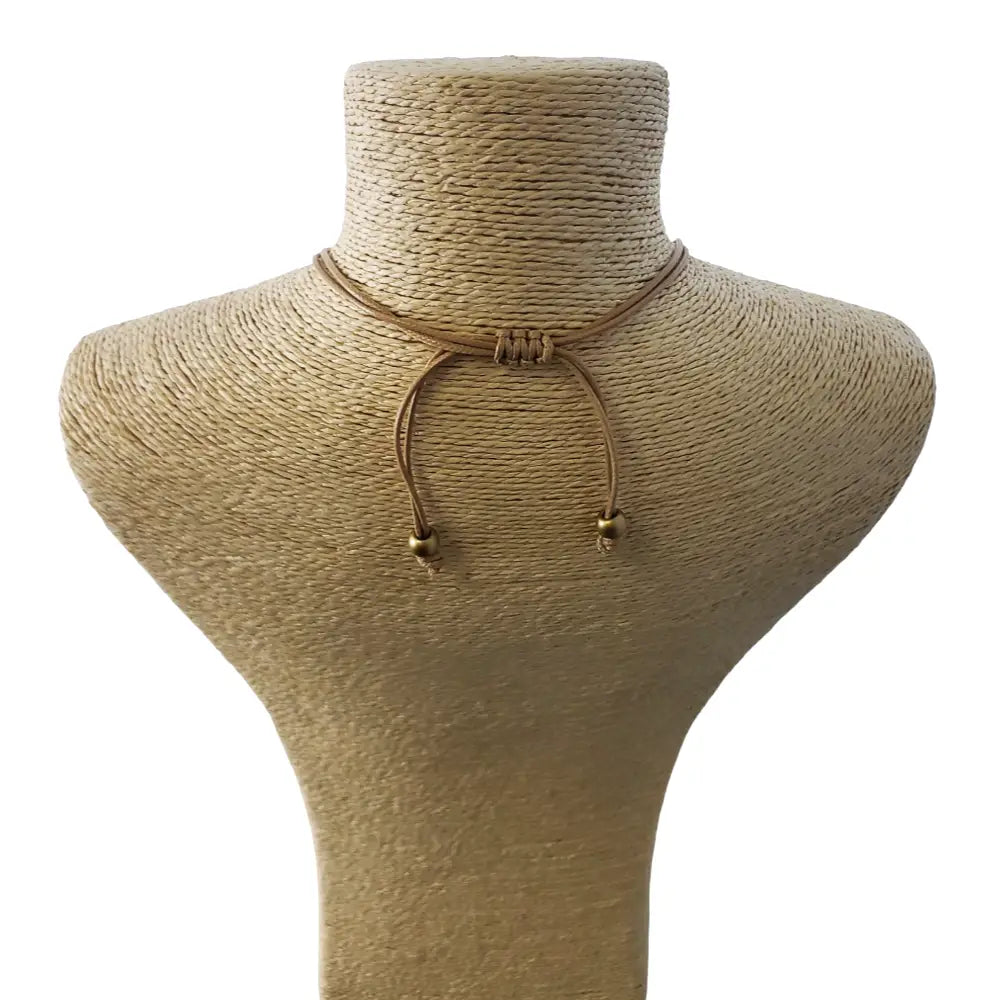 Neutral Tortoise Shell & Gold Geometric Pendant Necklace