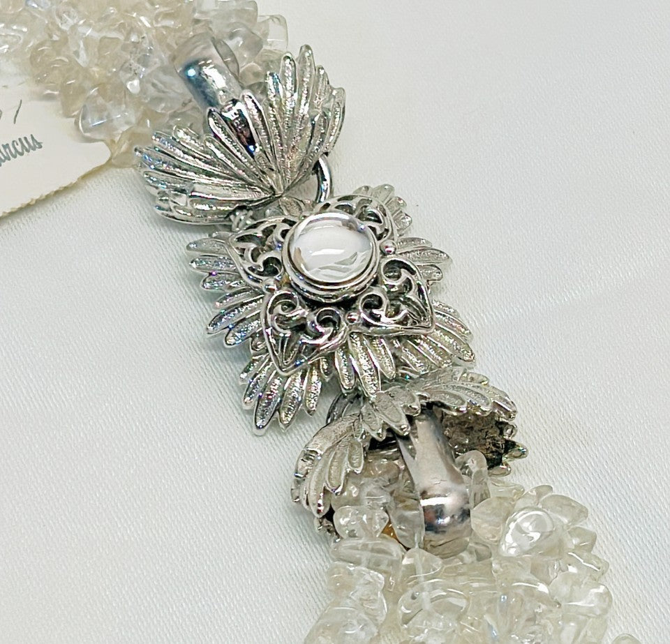 Fabulous signed Barrera statement 6 strand cluster necklace with silver tone metal statement clasp.