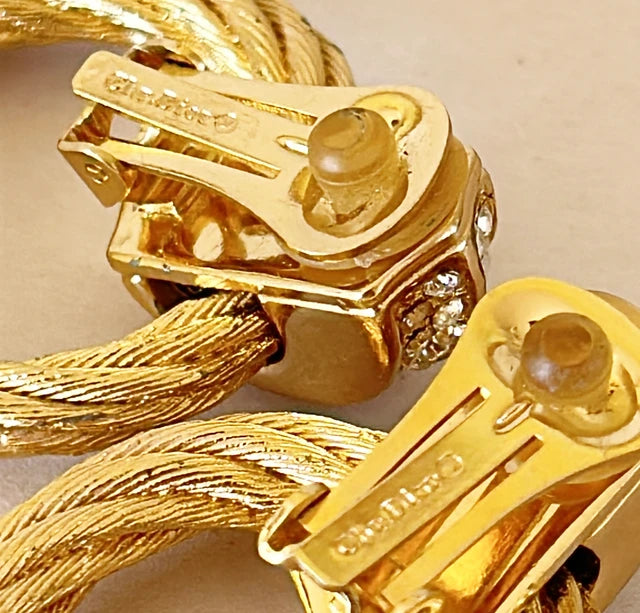 Classic vintage 1980s extra large statement Christian Dior signed clip on earrings.