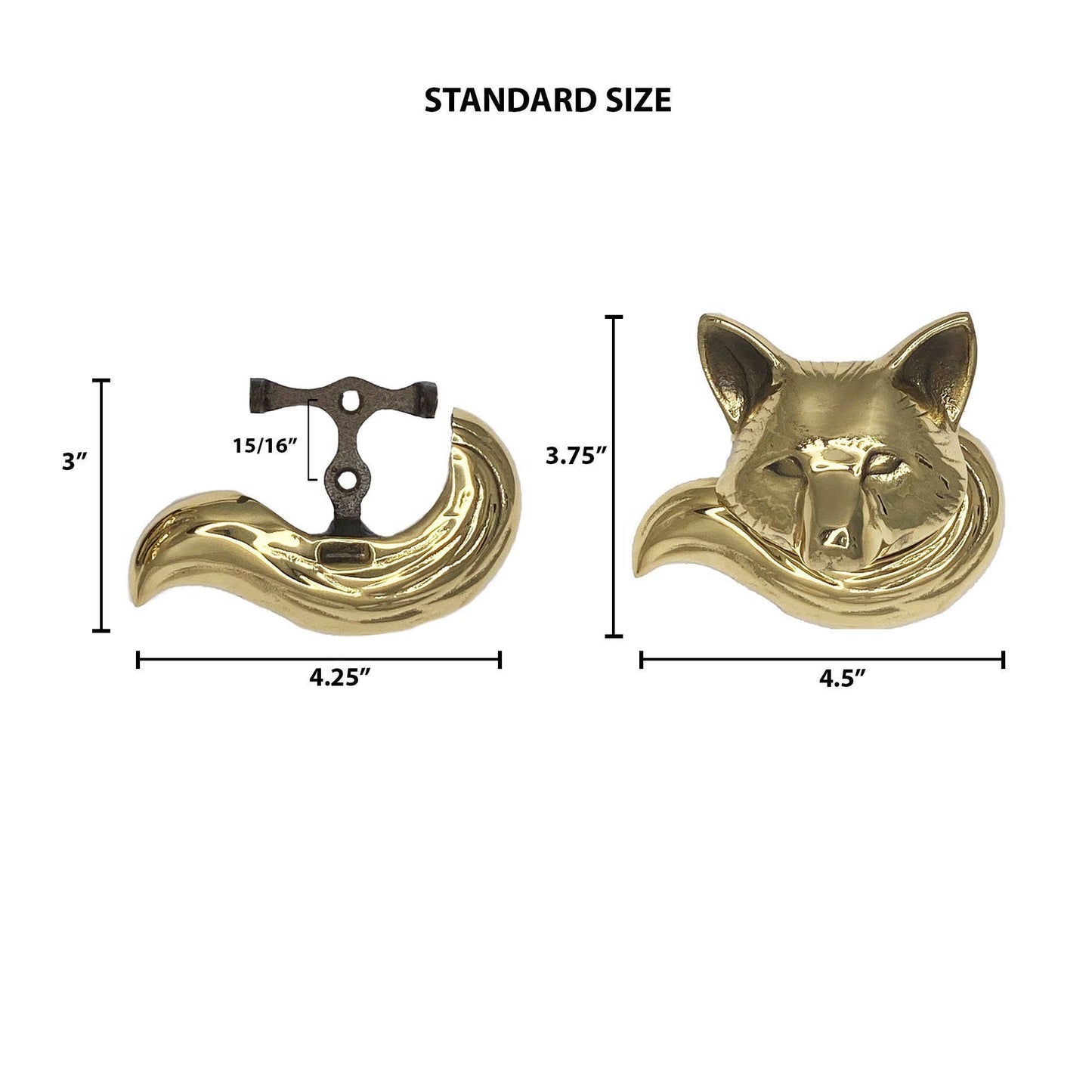 Fox Door Knocker: 3.75H x 4.5W / Brass