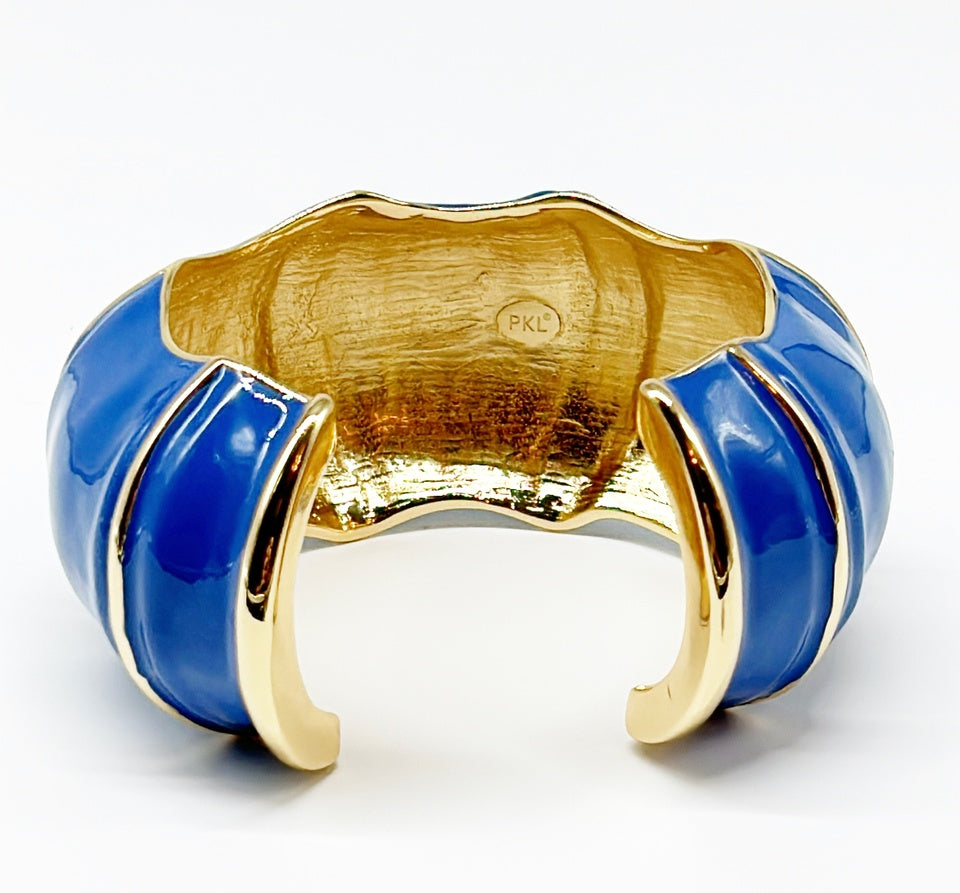 "The Lilly" Bamboo Cuff  - Blue