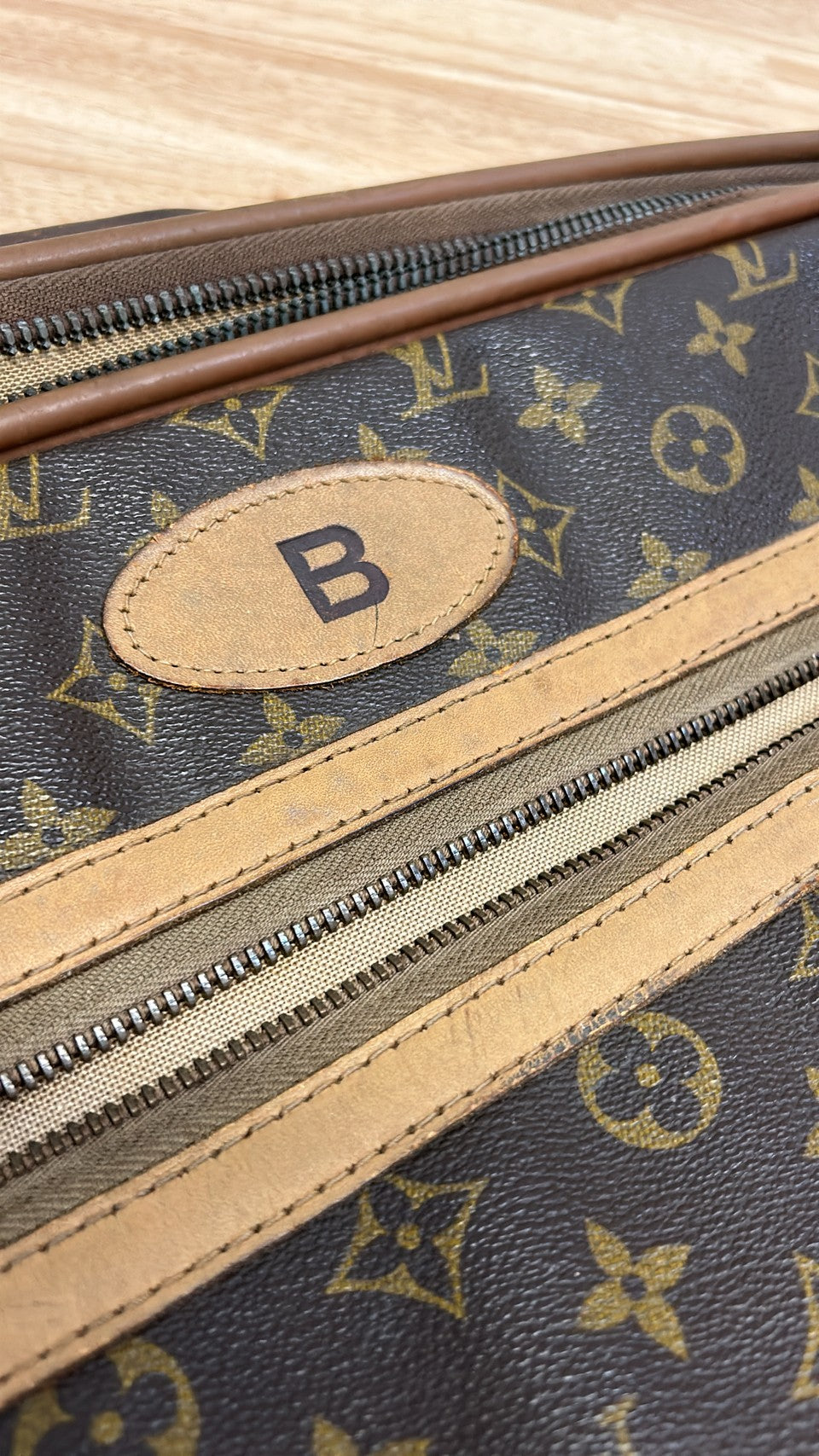 Vintage Louis Vuitton travel mini suite case with B monogram.