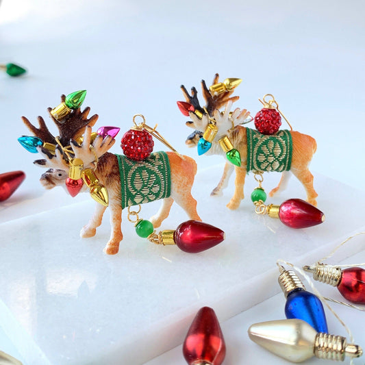Tangled Reindeer Holiday Earrings