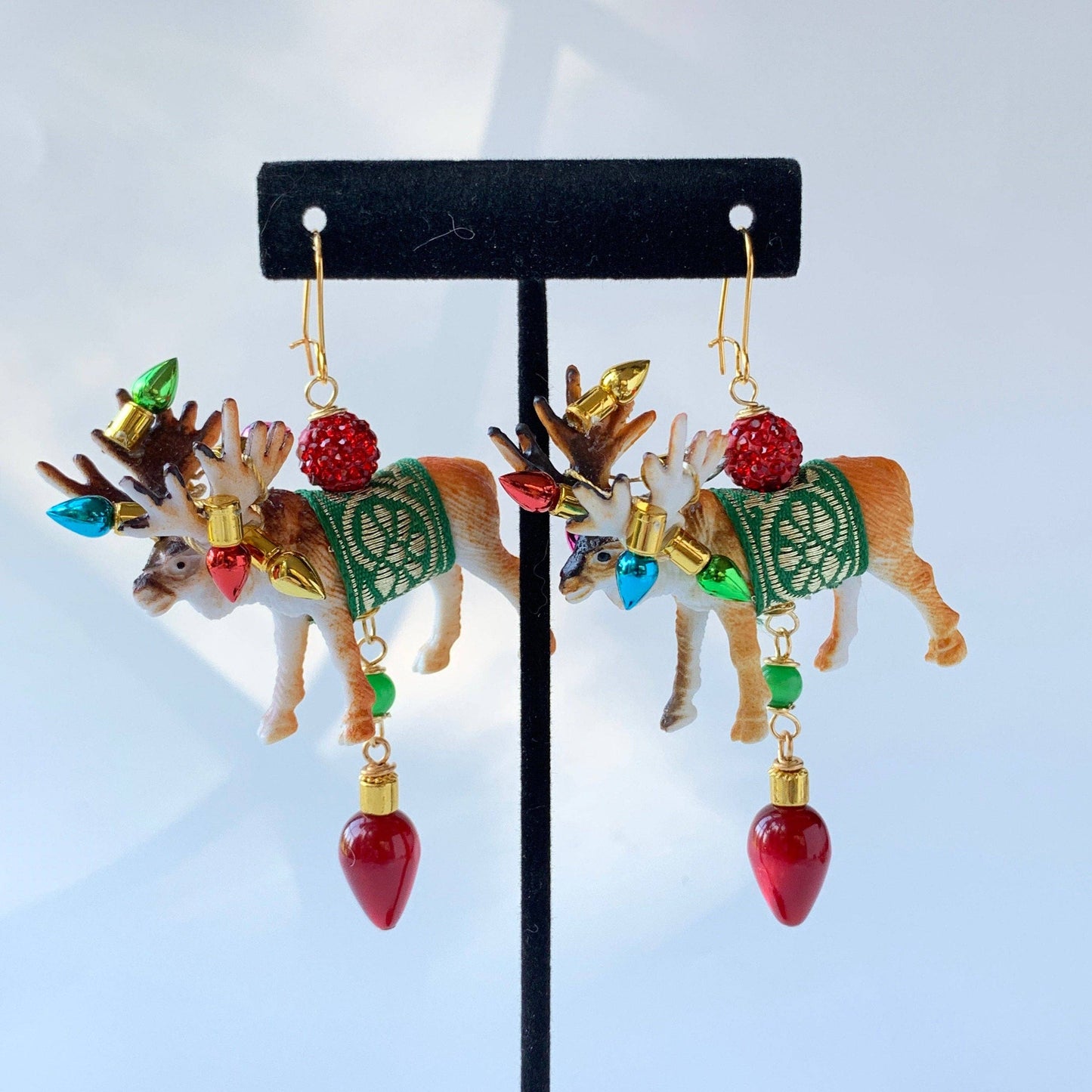 Tangled Reindeer Holiday Earrings