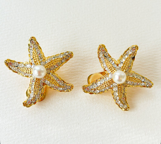 Vintage Kenneth Jay Lane starfish clip-on earrings