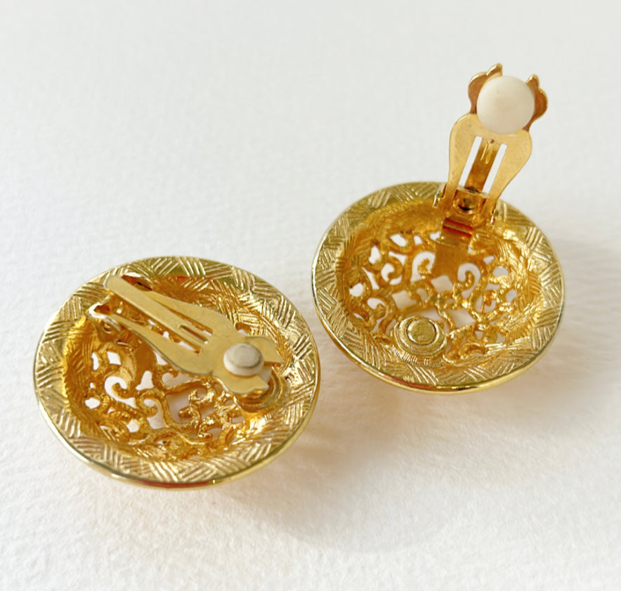 Vintage designer style clip on earrings