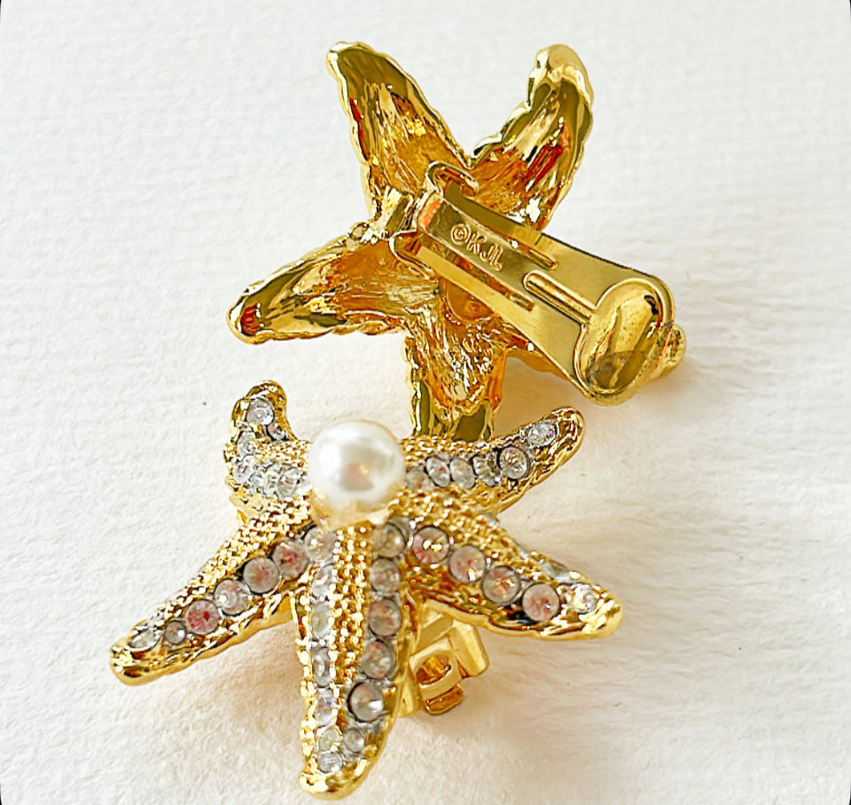 Vintage Kenneth Jay Lane starfish clip-on earrings