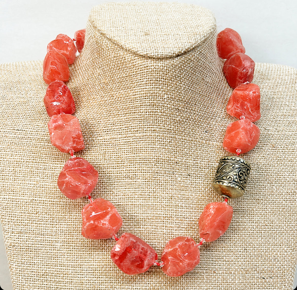 Vintage Cherry pink court statement, necklace