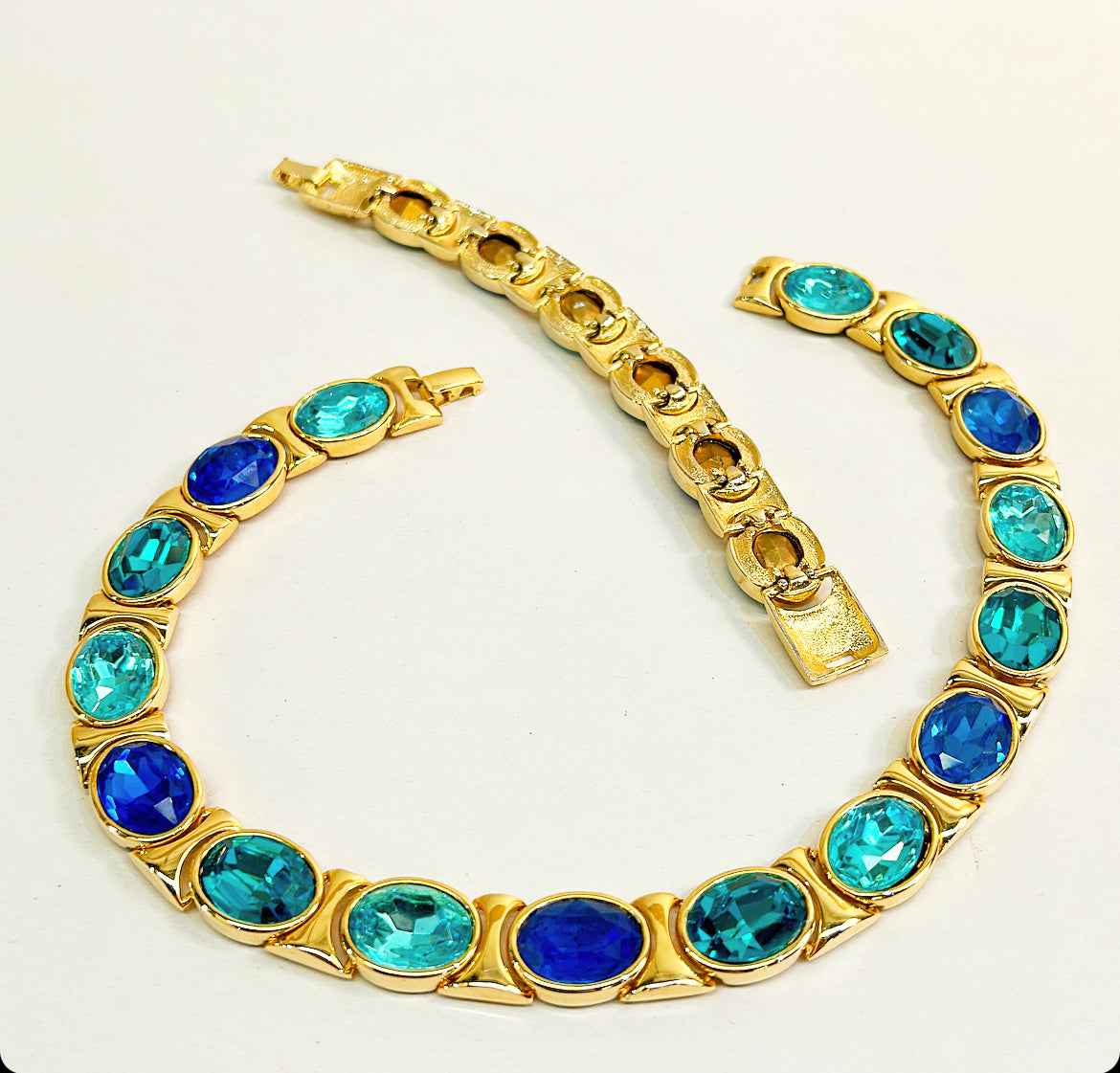 Fabulous late 1980s high jewelry style runway necklace &amp; matching bracelet set.