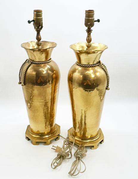 Vintage pair of brass table lamps