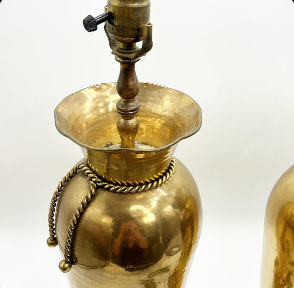 Vintage pair of brass table lamps