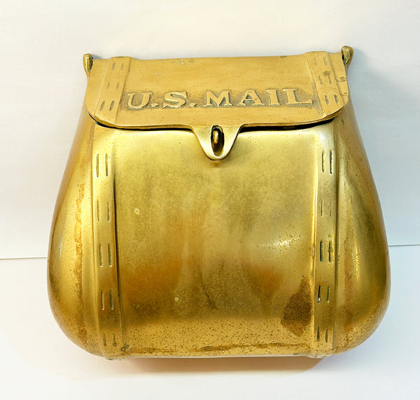 1970s solid brass wall mounted style mail box