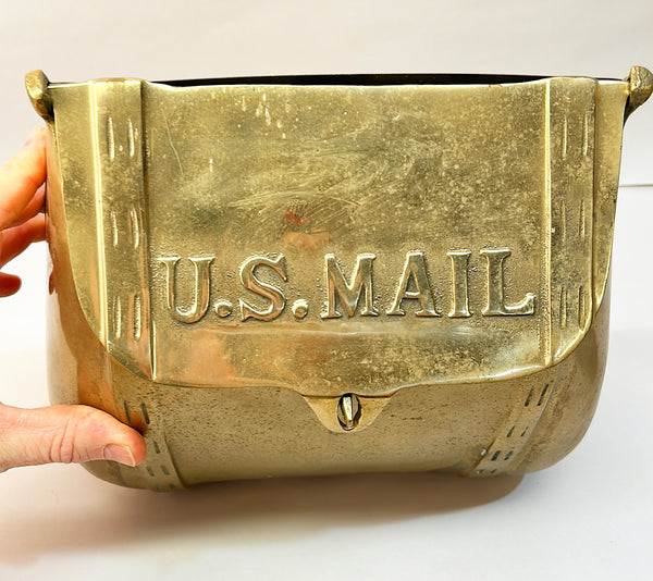 1970s solid brass wall mounted style mail box