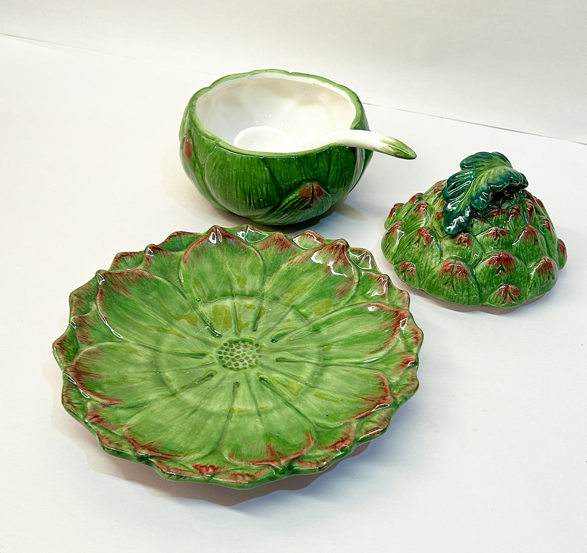 Rare Italian signed INTRADA MADE IN ITALY green artichoke serving tureen