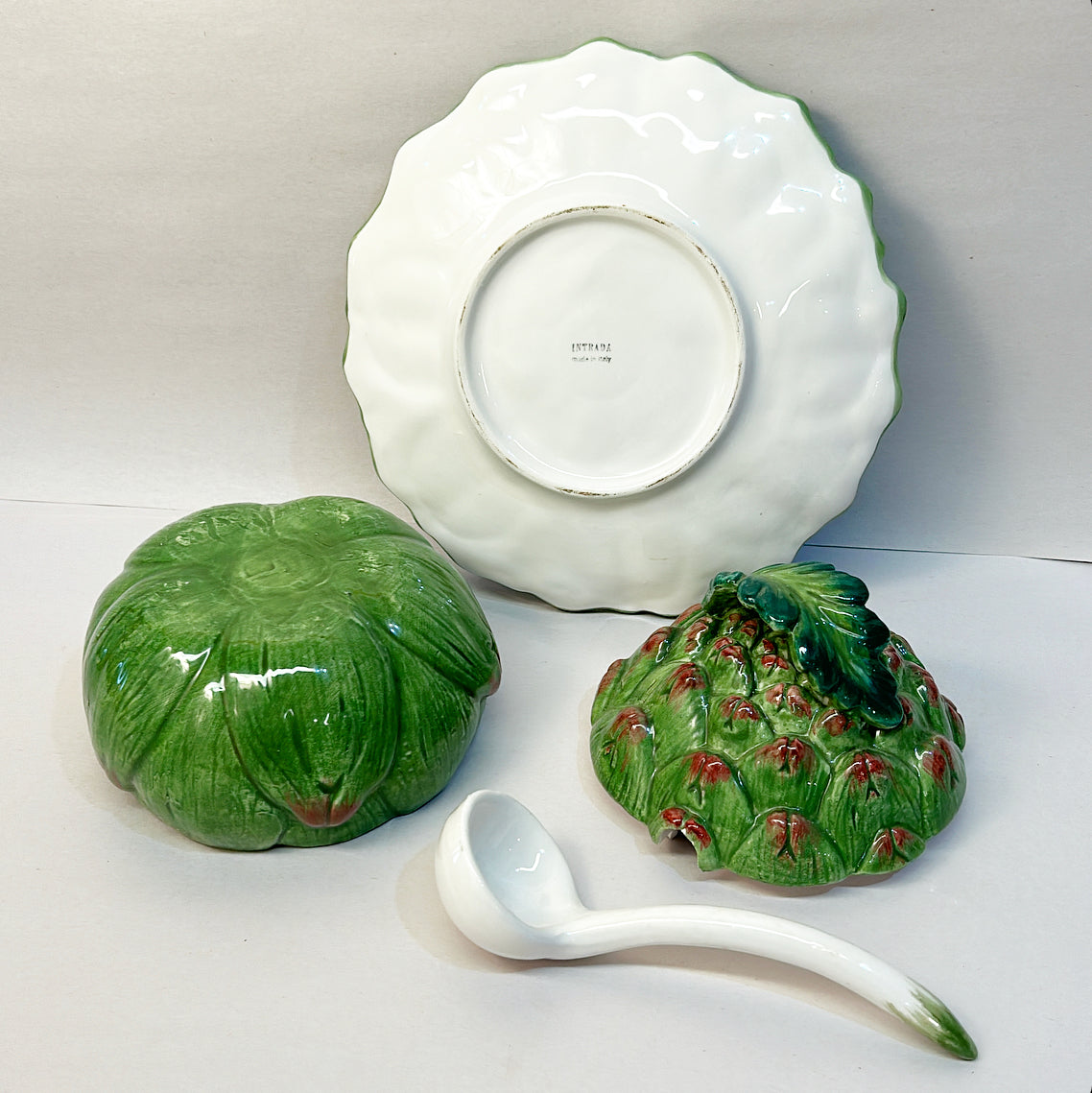 Rare Italian signed INTRADA MADE IN ITALY green artichoke serving tureen