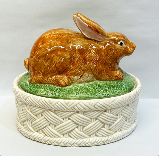 Classic 80s signed Fitz &amp; Floyd bunny oval lidded tureen
