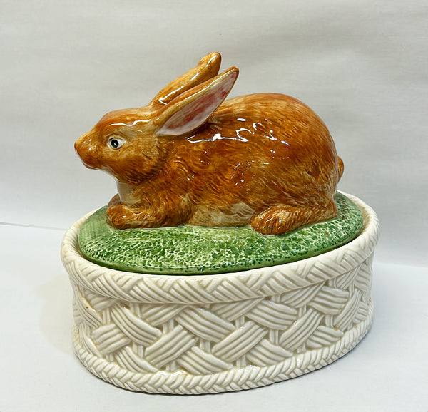 Classic 80s signed Fitz &amp; Floyd bunny oval lidded tureen
