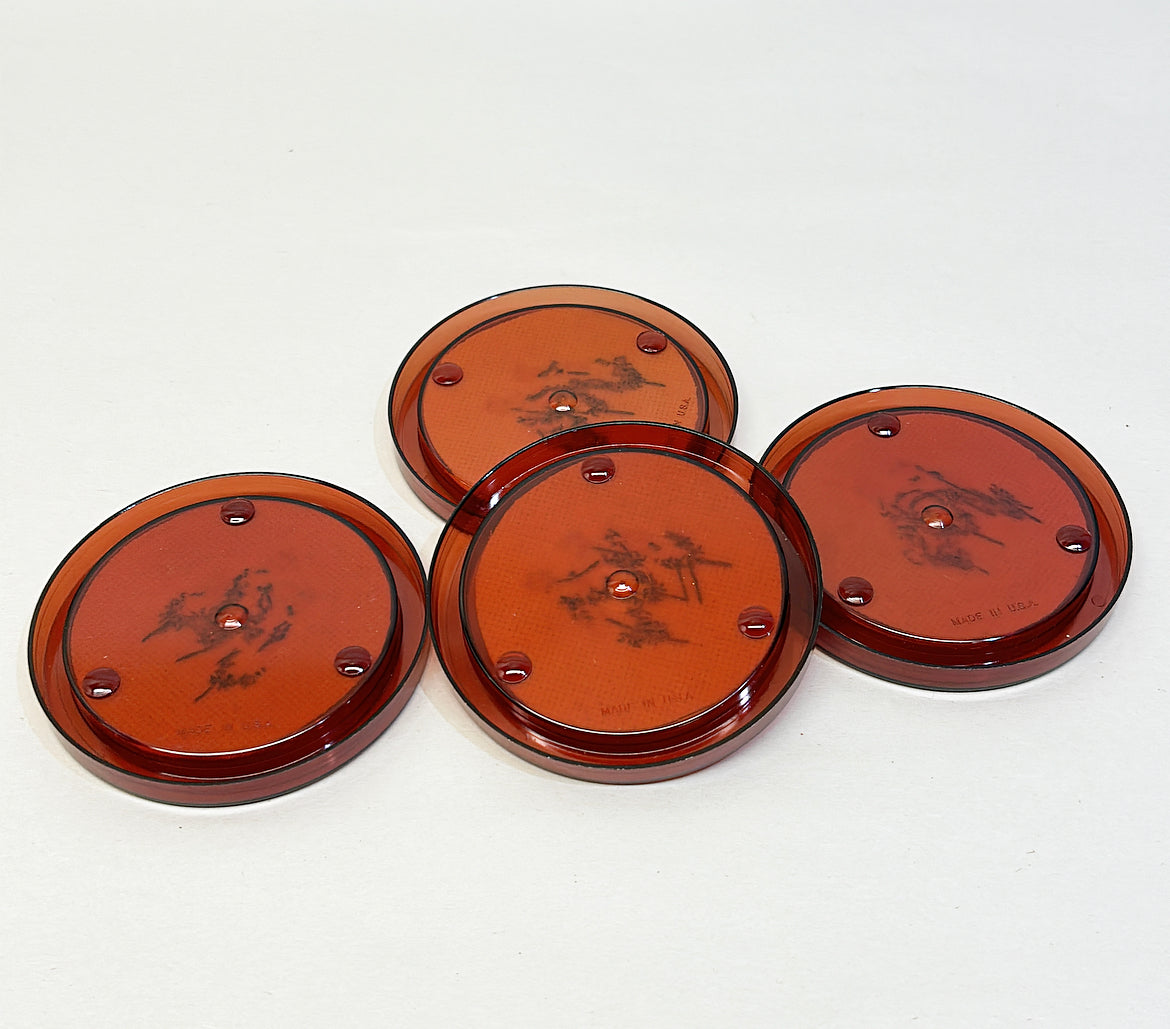 Vintage 70s hand made petit point style coasters.