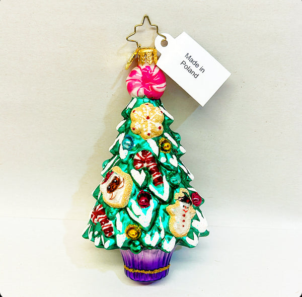 Vintage Christoper Radko candy Christmas tree hand blown glass ornament from Poland.