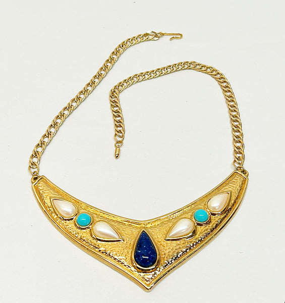 Vintage 1970s Egyptian revival style statement necklace