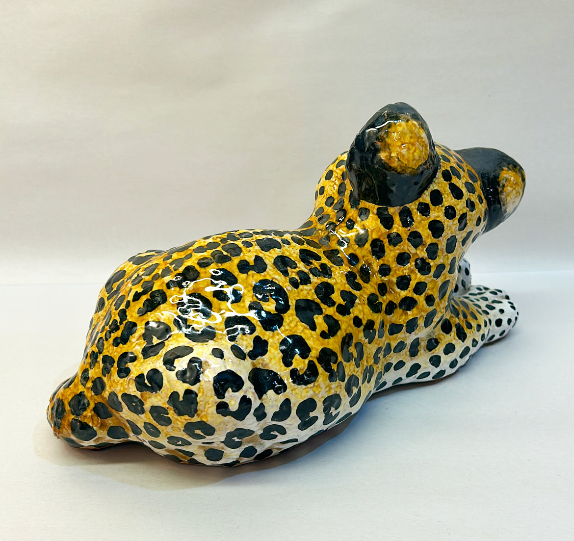 1960s vintage Italian terrace cotta baby leopard figure.