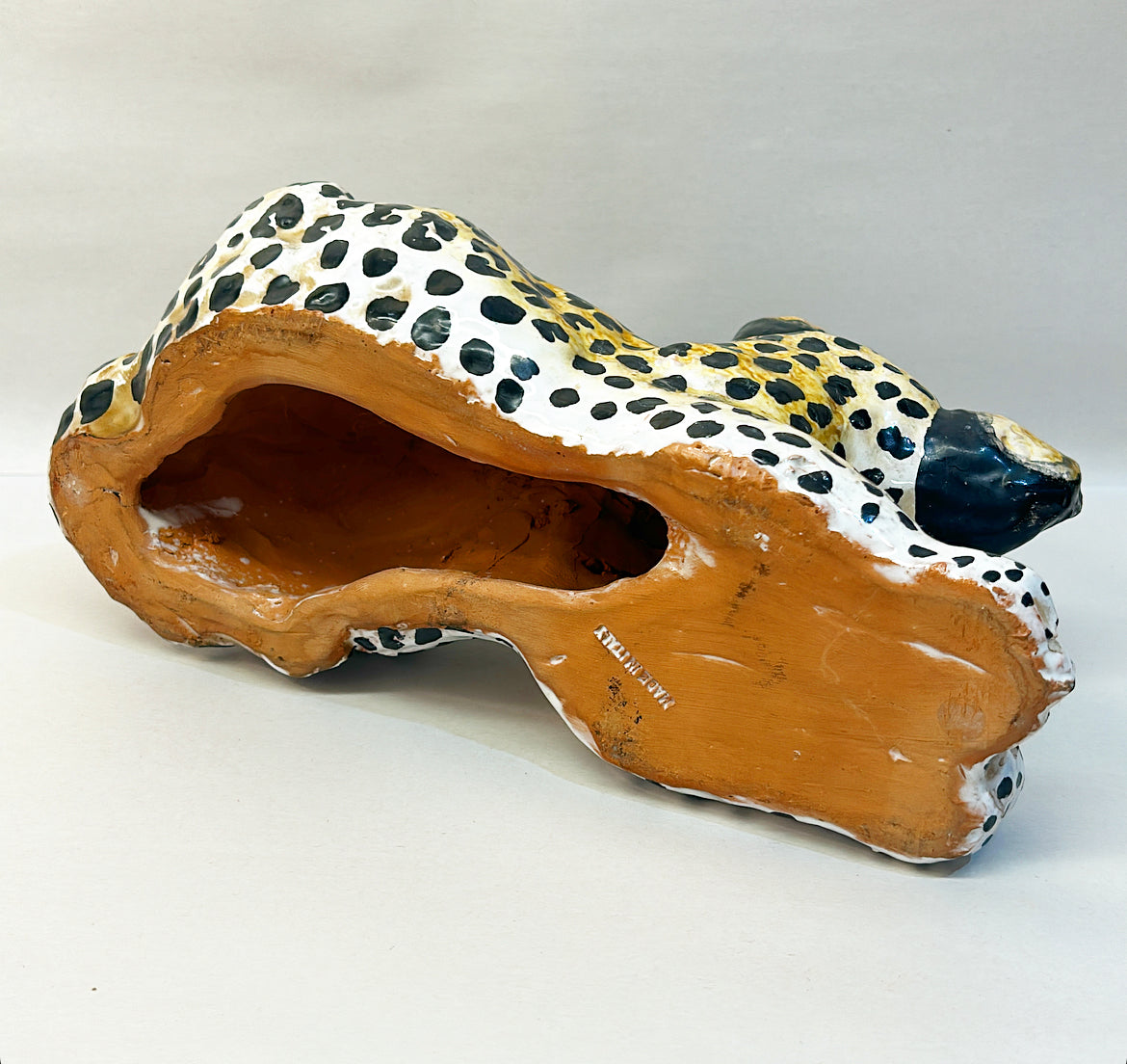 1960s vintage Italian terrace cotta baby leopard figure.