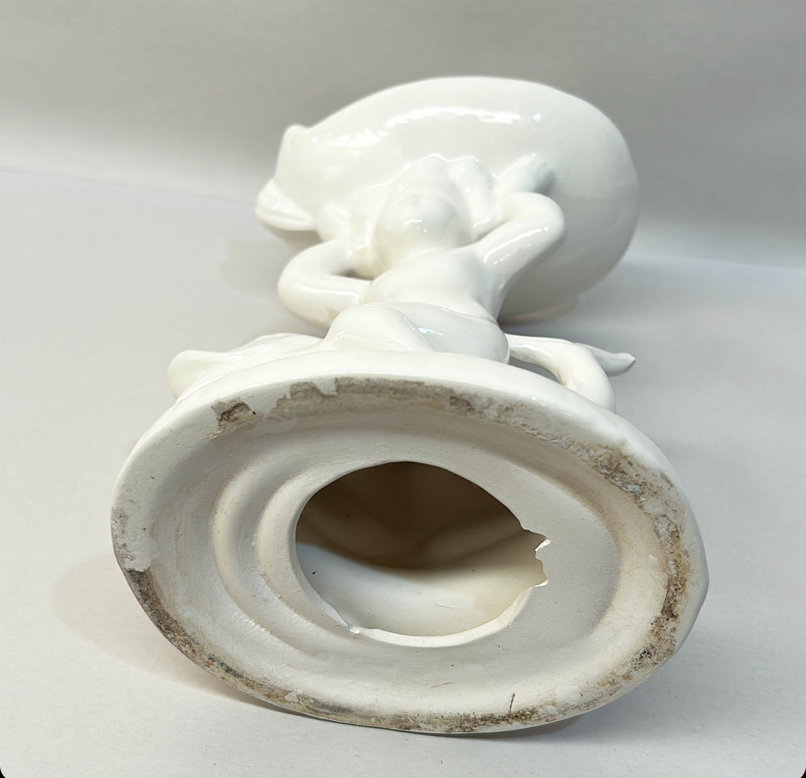 Pair of vintage pair of Westmoreland white milk glass dolphin / koi fish candlestick holders.