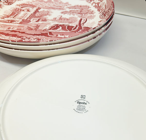 Vintage set of 4 matching late 90s signed SPODE made in England extra large round deep plates