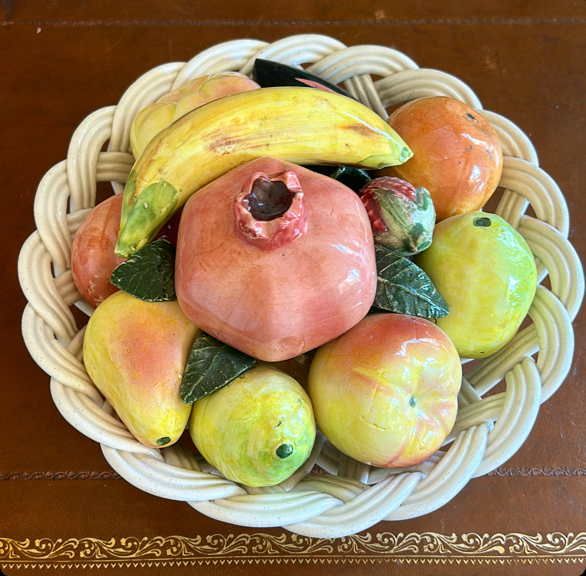 Vintage 1960s fruit topiary basket made in Spain