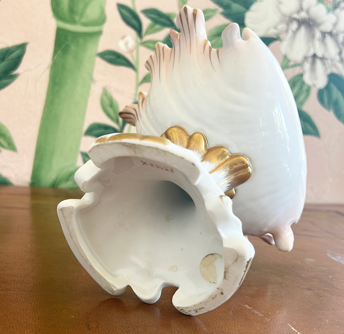 Vintage French Limoges old Paris style footed shell dish / compote.