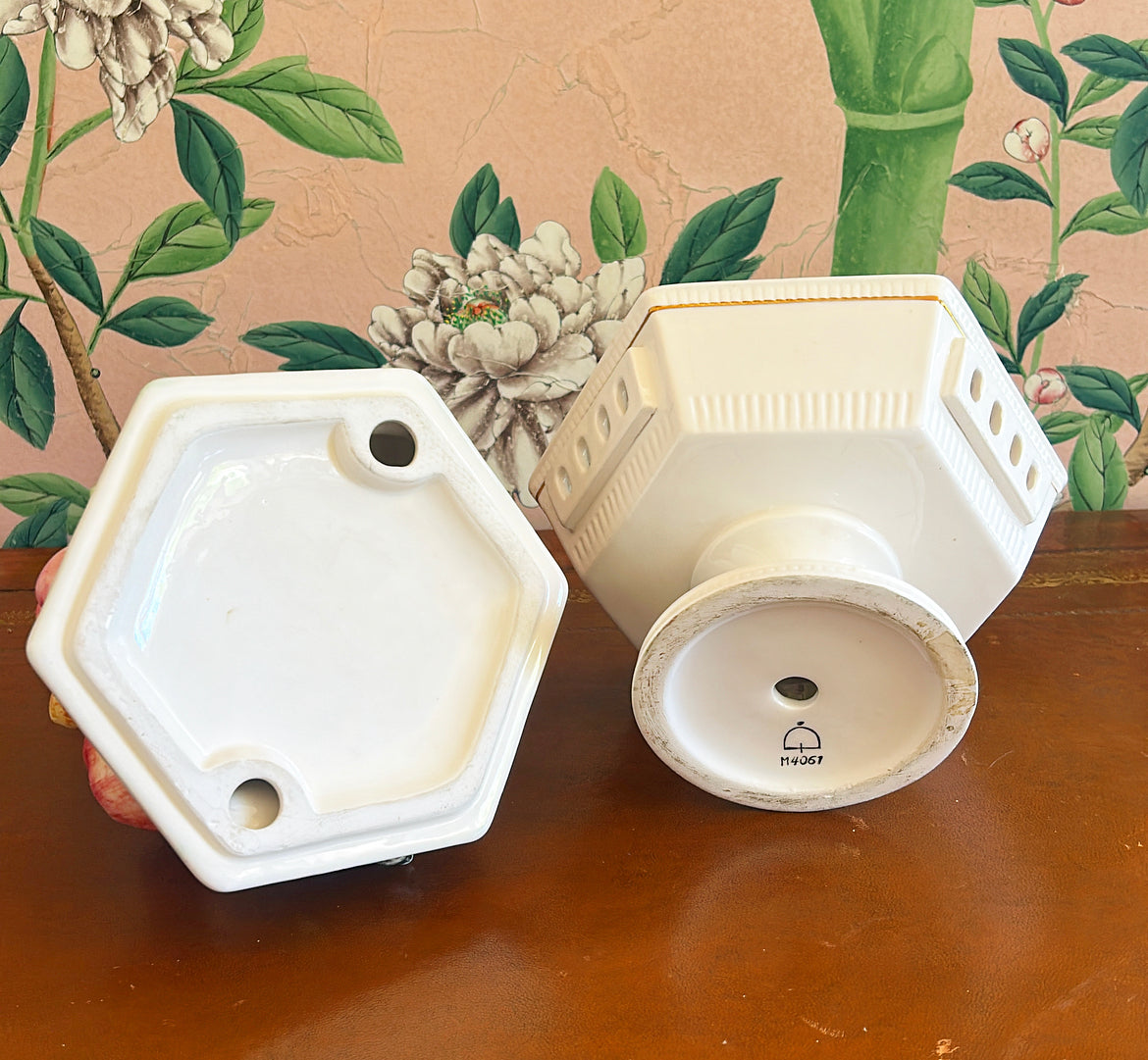 1960s Italian fruit topiary footed box compote