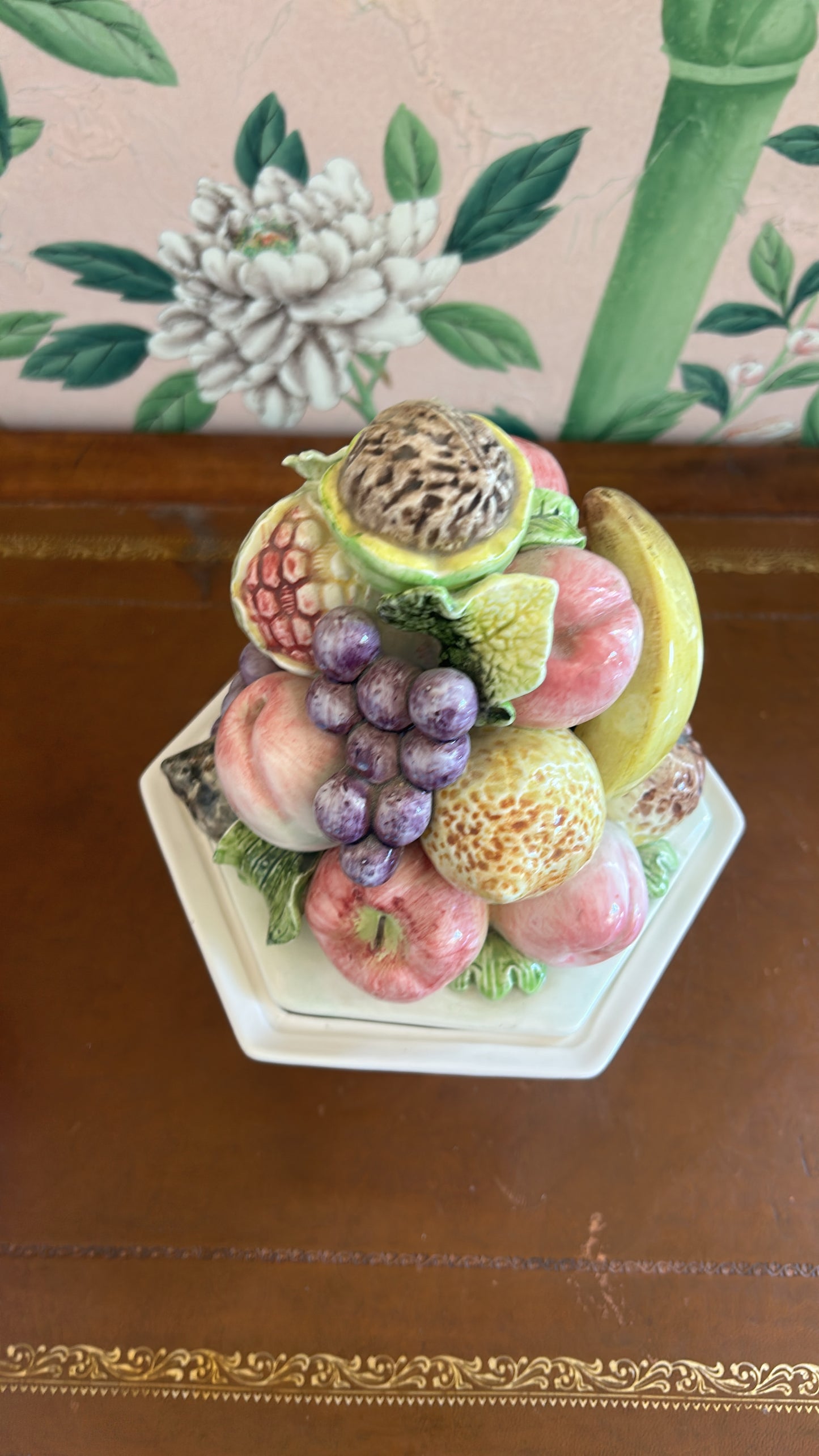 1960s Italian fruit topiary footed box compote