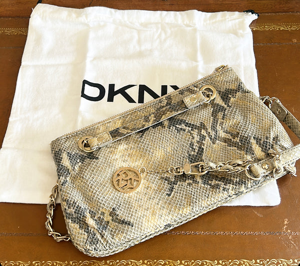 Vintage DKNY genuine leather faux snake skin purse.